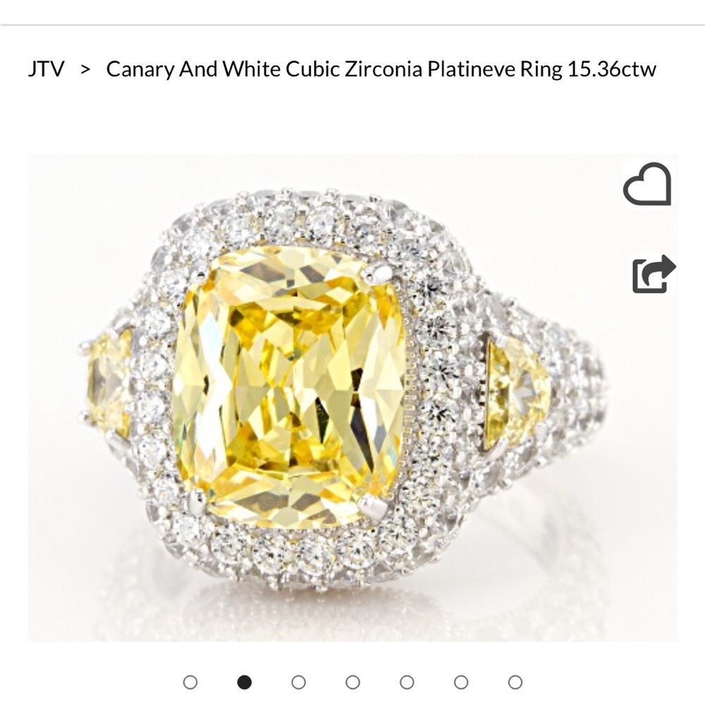 Vanna K Canary Halo Ring Bella Luce Sz 7 Sterling Silver